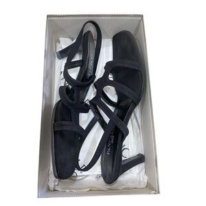 Pancaldi 1888 black square toe stretchy strappy sandals 2 inches heel size 9.5AA